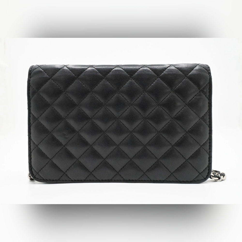 Chanel Quilted Lambskin Leather Diamond CC WOC Clutch Bag Silver Hardware - Picture 3 of 16
